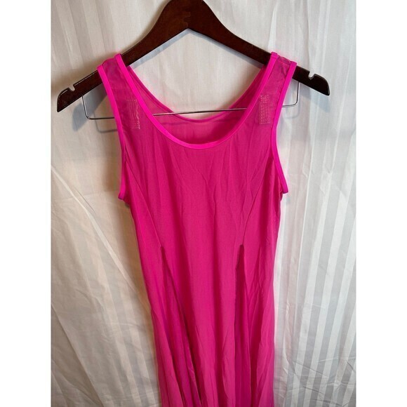 Hot Pink 3 Piece Bikini Maxi Mesh Cover Up Front Slits Dress Size Large RefM022 - Picture 11 of 12